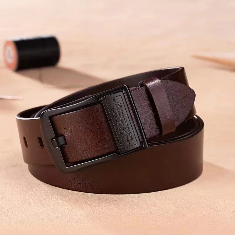 Men's Leather Cowhide Belt 1.5 in (3.8 cm) Metal Pin Buckle - Casual Business Jeans