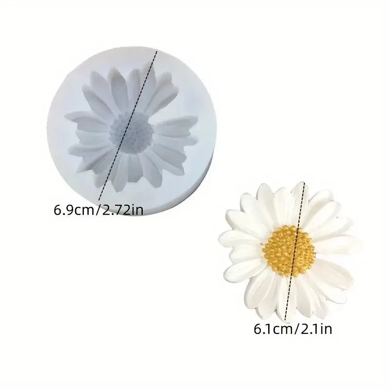 3D Daisy Silicone Mold for Candles & Plaster - Single 2.7 in (6.9 cm) Flower Mold for Resin and Clay Crafts
