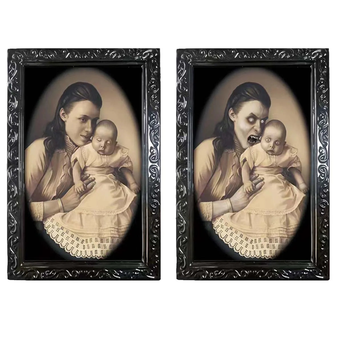 Animated 3D Changing Face Picture Frame - Halloween Scary Wall Portrait Prop for Home & Party