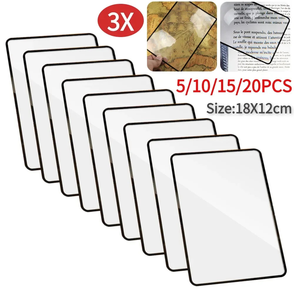 3X Ultra-Thin PVC Reading Magnifier Sheet 180 x 120 mm (7.08 x 4.72 in) Pack of 5-20