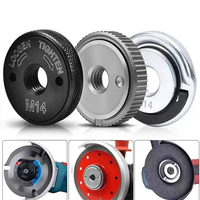 Quick-Release Self-Locking Flange Nut for Angle Grinder & Polisher - M10 M14 M5/M8/M11