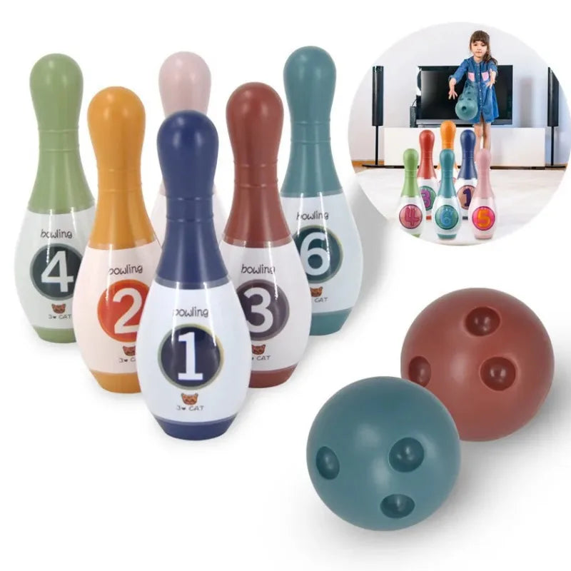 Kids Bowling Set 6 Pins & 2 Balls – Indoor Outdoor Toddler Bowling Game for Ages 4-6, Parent-Child Interactive Birthday Gift