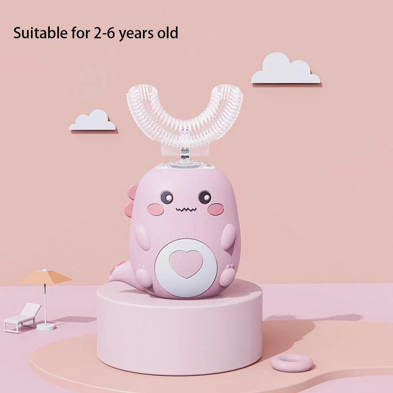 Children's U-Shaped Rechargeable Sonic Toothbrush 360° Silicone Electric Toothbrush for Kids IPX7 Waterproof 60-Second Clean