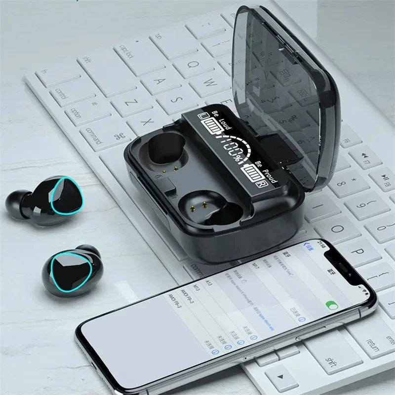 True Wireless Bluetooth Earbuds with LED Charging Case — 9D Stereo In-Ear Sports Headphones