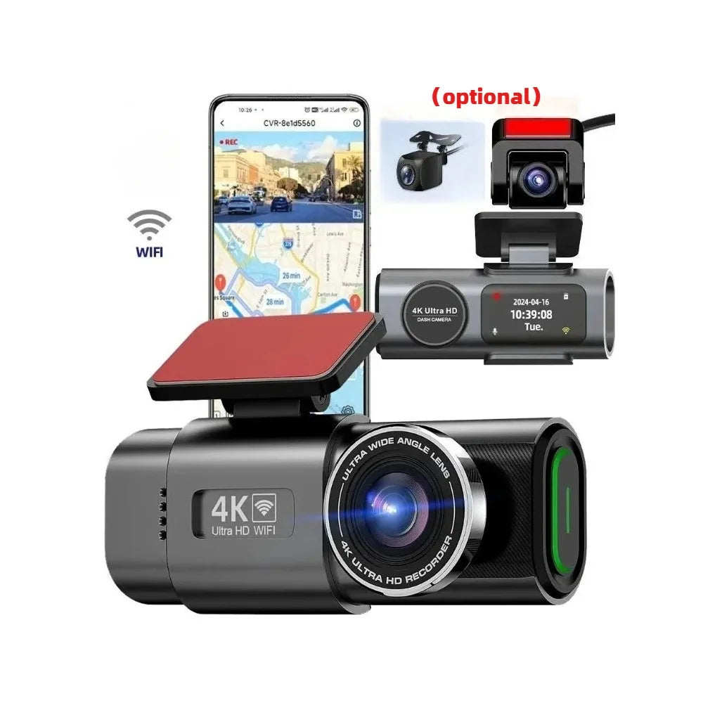 4K Dual Lens Dash Cam with Night Vision & GPS