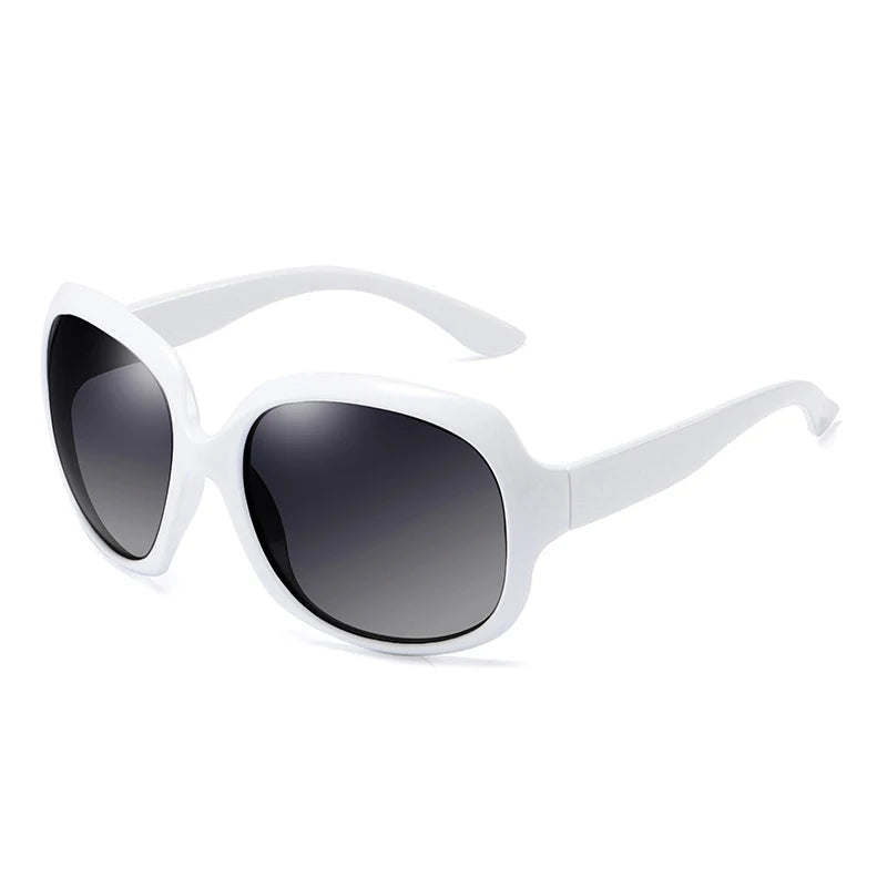 Polarized Oversized Round Sunglasses for Women - UV400 Gradient Lens, Large Plastic Frame
