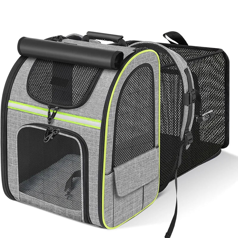Expandable Cat Carrier Backpack with Shade Cover, Breathable Mesh Pet Travel & Hiking Bag