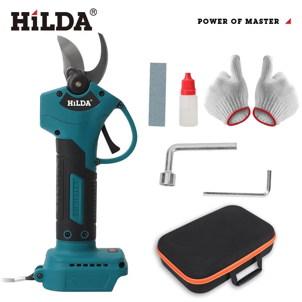 Brushless Cordless Electric Pruning Shears 500W - 18V Battery Compatible Bypass Pruner for Fruit Trees