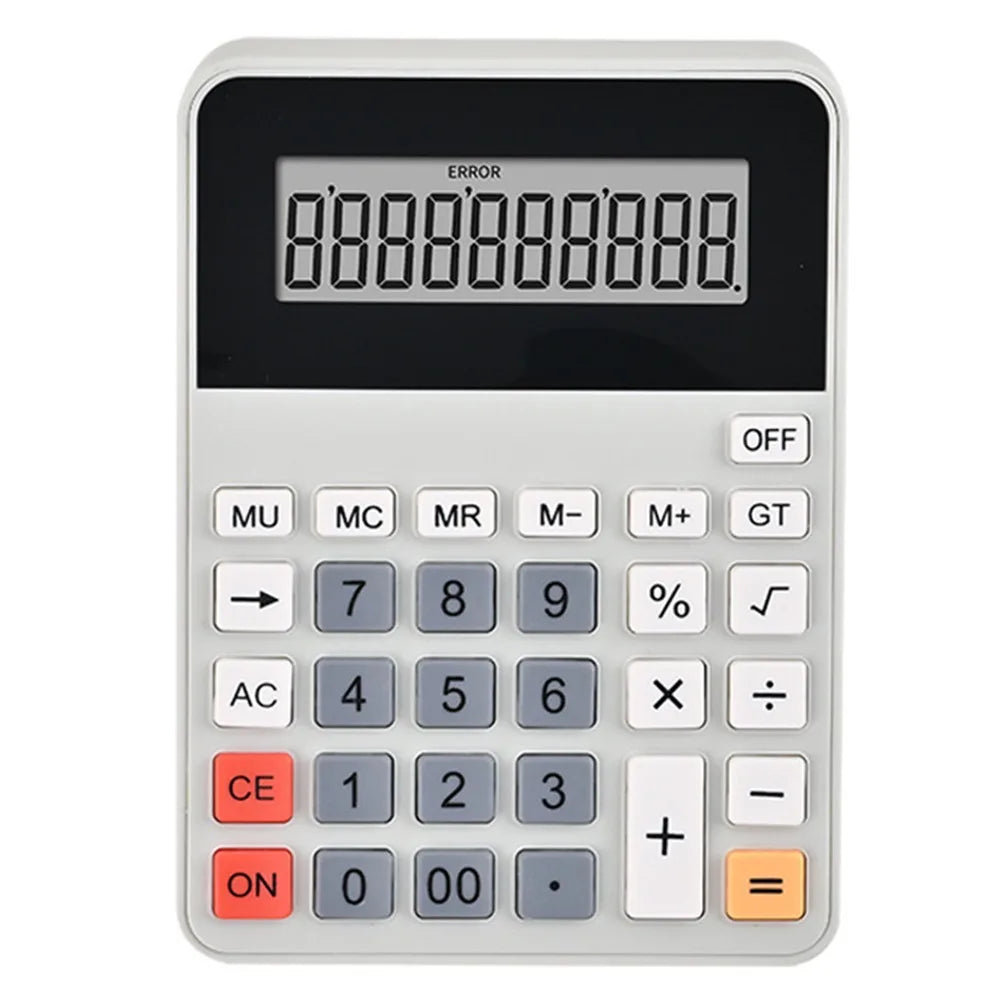 12-Digit Portable Financial Calculator, Large Tilted LCD Display, Battery-Powered Desktop Calculator