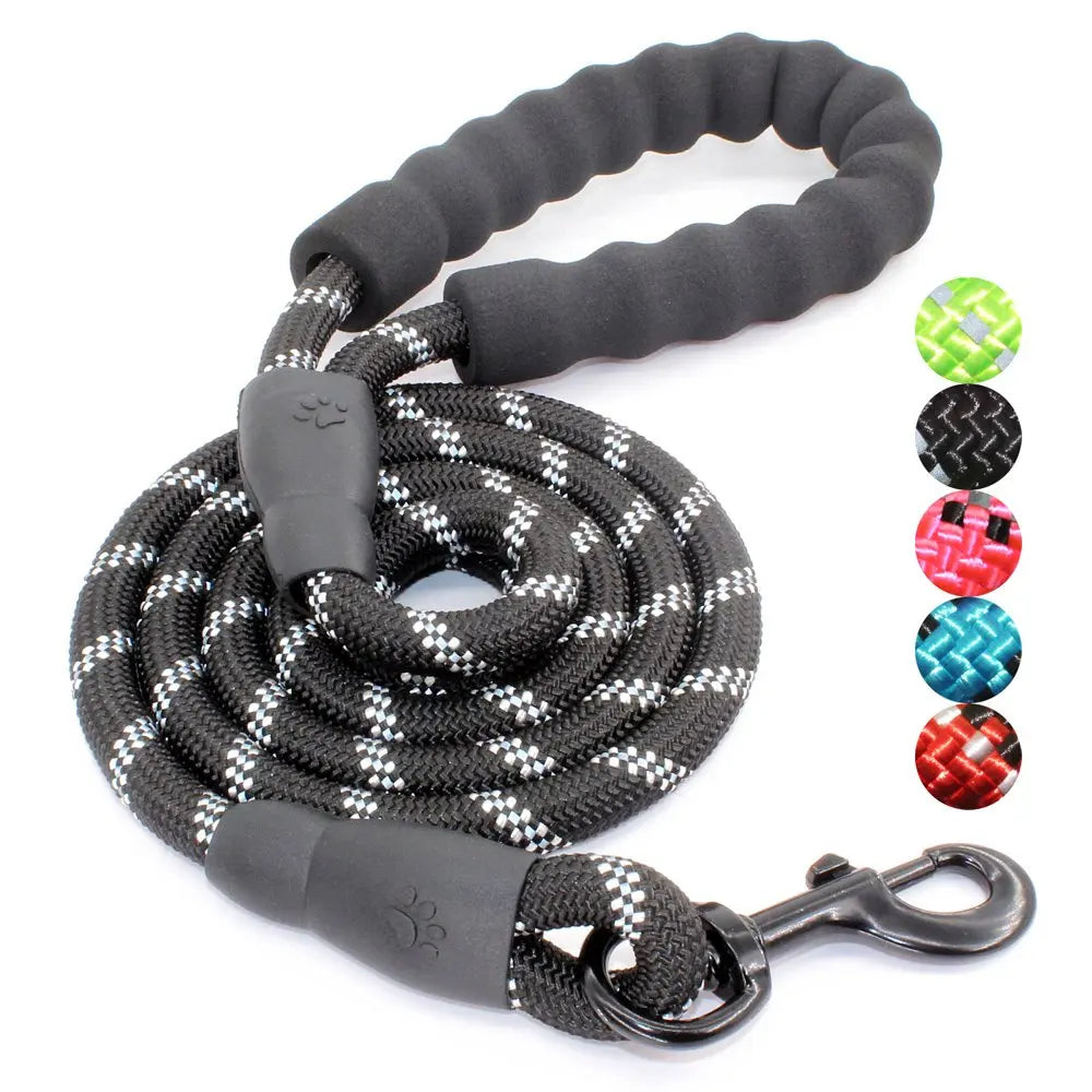 Reflective Nylon Dog Leash with Soft Handle — Reinforced Leash for Small, Medium & Large Dogs — 4ft/5ft/6.6ft/9.8ft (120/150/200/300 cm)