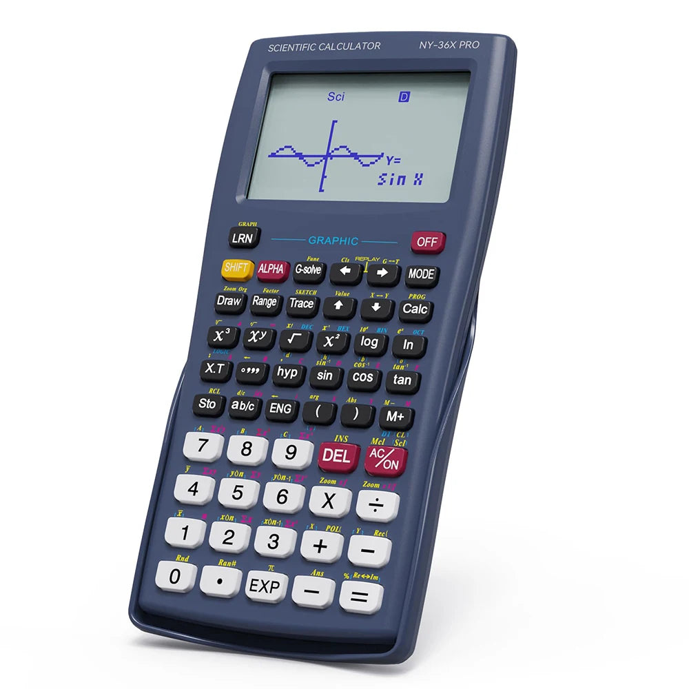 Graphing Scientific Calculator for Middle & High School — Solar & Battery Powered, Blue