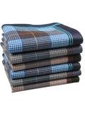 6-Pack Men's Cotton Striped Handkerchiefs 15.7in (40 cm) Plaid Square - Thin Style