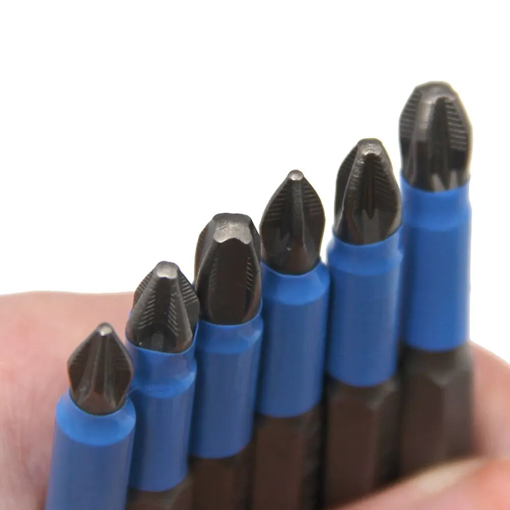 6-Piece 1/4 in (6.35 mm) Hex Shank Anti-Skid Screwdriver Bit Set for Woodworking, PH1 PH2 PH3 PZ1 PZ2 PZ3