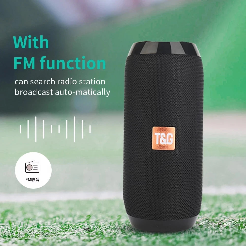 10W Portable Bluetooth Speaker — IPX5 Waterproof, FM Radio, TWS, USB/TF Card, 1200mAh Battery