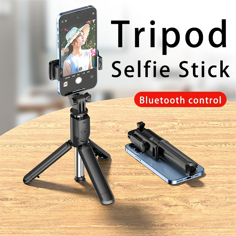 Bluetooth Wireless Selfie Stick & Mini Tripod — Extendable Monopod with Remote Shutter, Phone Holder (Extends to 27.6 in / 70 cm)