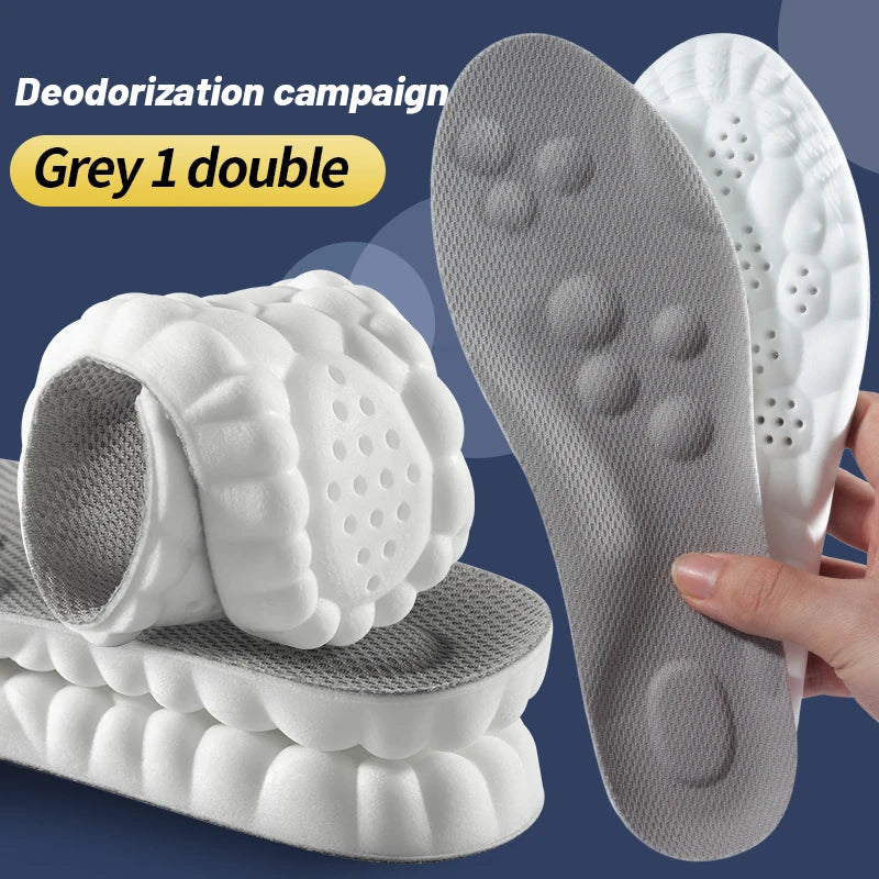 4D Cloud PU Memory Foam Insoles – Breathable Shock-Absorbing Trim-to-Fit Orthopedic Sports & Running Shoe Inserts