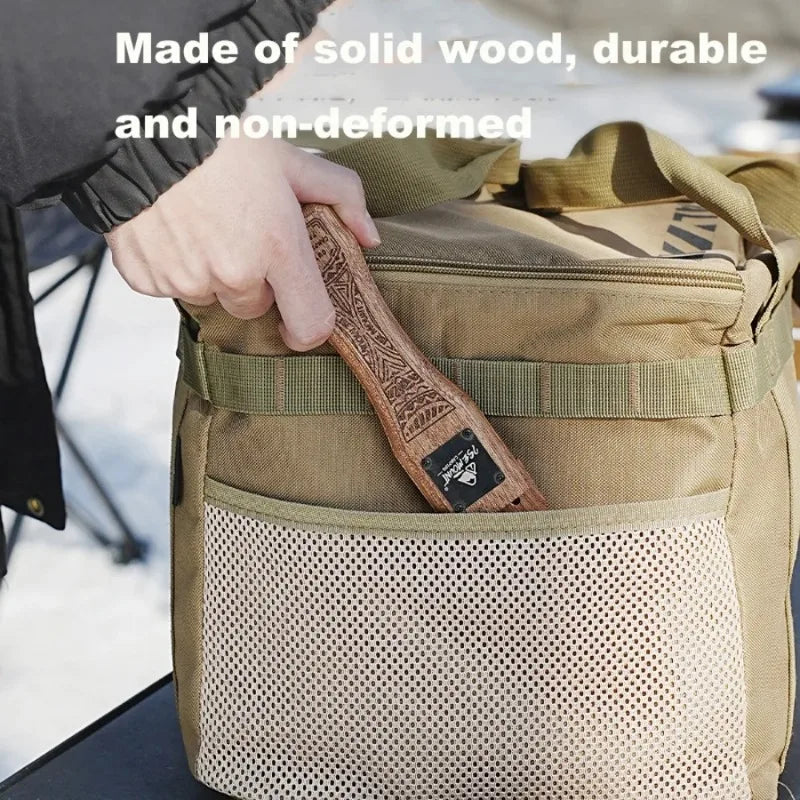 Wooden Grill Pan Handle 16 x 4 x 2 cm (6.3 x 1.6 x 0.8 in) – Adjustable Bayonet Heat-Resistant Insulated Grip for Outdoor Camping