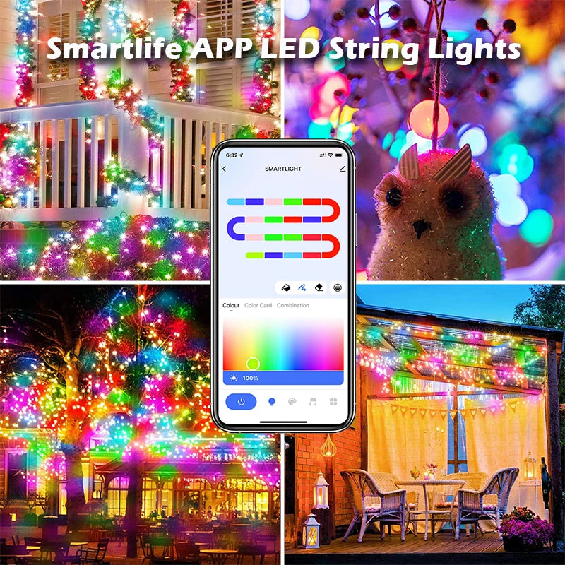 USB RGBIC Addressable LED Fairy String Lights with WiFi - Individually Programmable RGB LED Strip 1m/3m/5m/10m/20m IP67