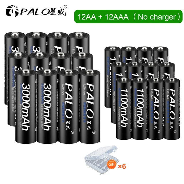 1.2V Ni-MH Rechargeable AA & AAA Batteries with 8-Slot Charger - AA 3000mAh / AAA 1100mAh
