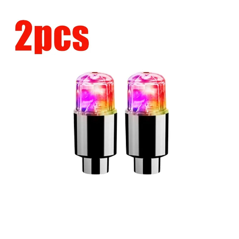 Universal LED Tire Valve Cap Lights - Colorful Flashing Wheel Hub Lamp for Car Motorcycle Bicycle (1.5 in / 3.8 cm)