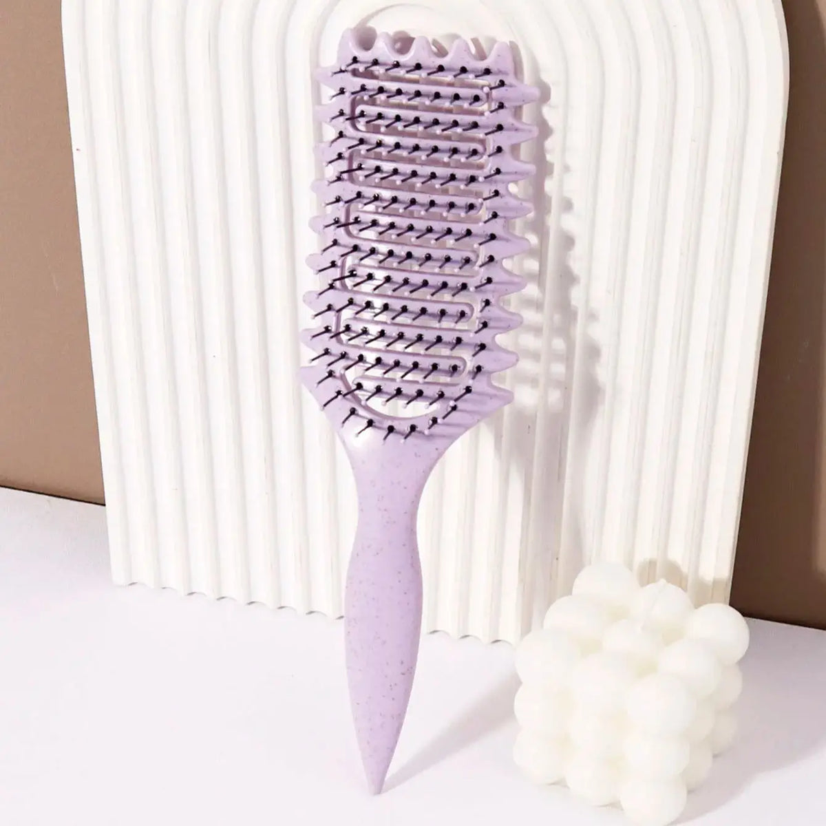 Curling Styling Brush Hollow Massage Comb with Nylon Bristles and ABS Handle for Human Hair Wigs