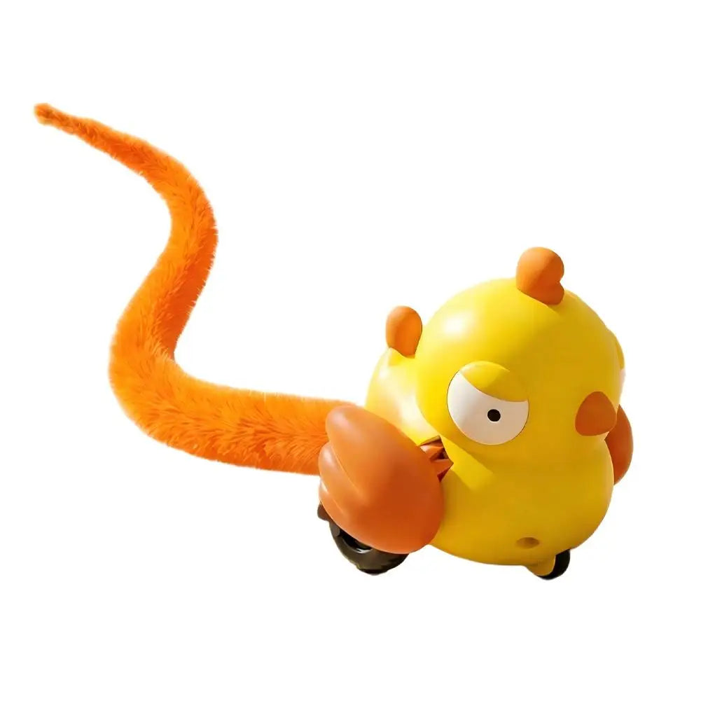 Interactive Plush Bird Cat Toy — Pull-String Wind-Up Tail Teaser, Battery-Free Indoor Cat Toy