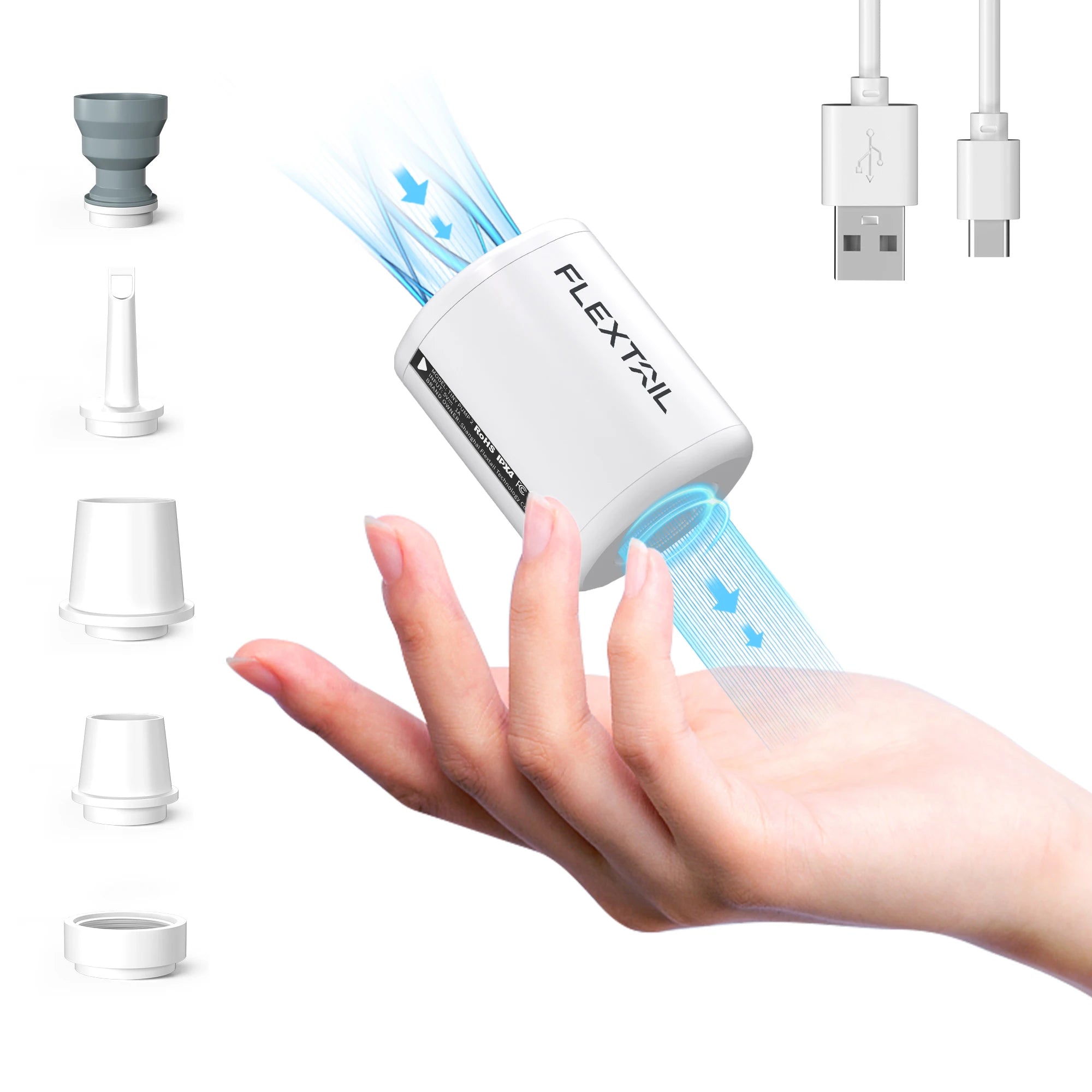 Mini 4 kPa (0.58 psi) Rechargeable Electric Air Pump – Portable Inflator for Air Beds, Sleeping Pads, Pool Floats & Vacuum Bags