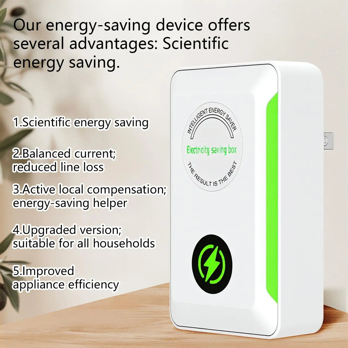 Smart Energy Saver Plug with Surge Protector and Temp Control - Voltage Regulator for Home, Office & Dorm