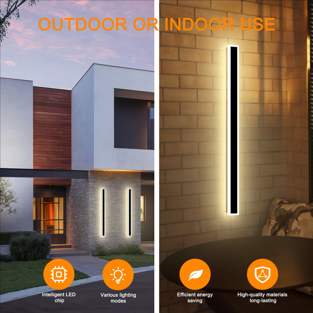 2-Pack Modern Long LED Wall Sconces Black Up & Down Wall Lights 39-59 in (1m/1.5m) Flush Mount