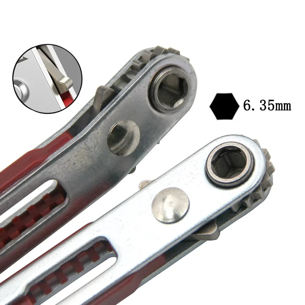 Bidirectional Ratchet Elbow Screwdriver 4.06 in (103 mm), Compact Multipurpose Handle for Flathead Phillips and Slotted Bits