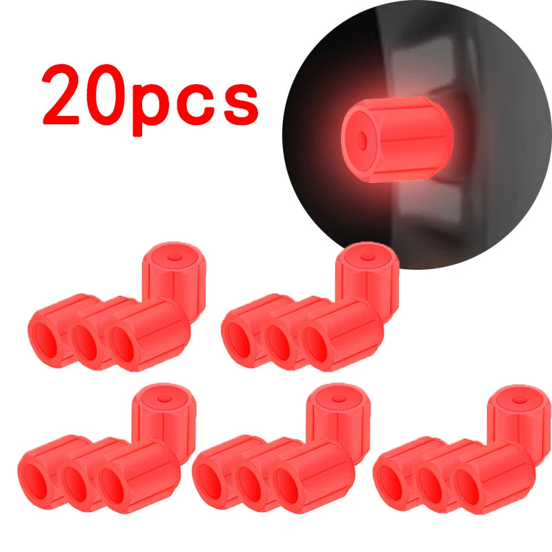 Luminous Tire Valve Caps - 6-Color LED Glowing Wheel Valve Caps for Car & Motorcycle (4/8/20-Pack)