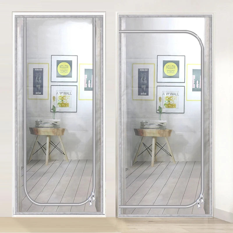 Cat-Resistant Zipper Door Screen - Nano Mesh Pet Door Curtain, Anti-Mosquito & Scratch-Proof, Up/Left Opening
