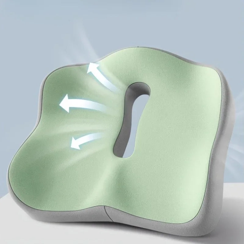 Ergonomic 3-Zone Memory Foam Seat Cushion with Lumbar Support - Breathable Posture Corrector for Office, Car & Wheelchair
