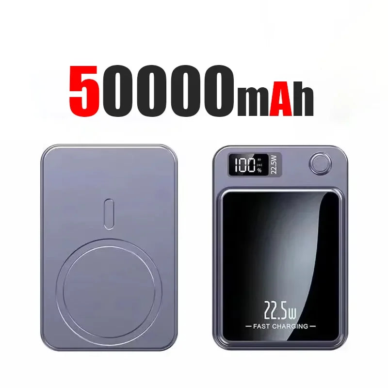 Wireless Magnetic Power Bank 22.5W Fast Charge – 50,000/100,000/200,000mAh Portable Qi Powerbank with 15W Wireless, USB-C & LED Display