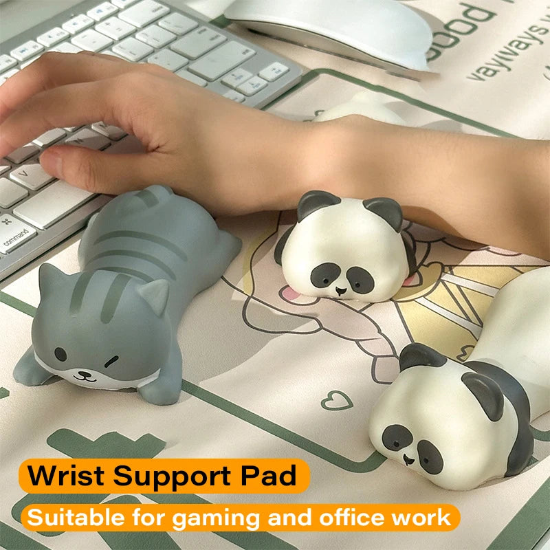 Cute Animal Wrist Rest Mouse Pad - Ergonomic Arm Support for Computer & Laptop Desk (Cat, Dog, Duck, Panda)