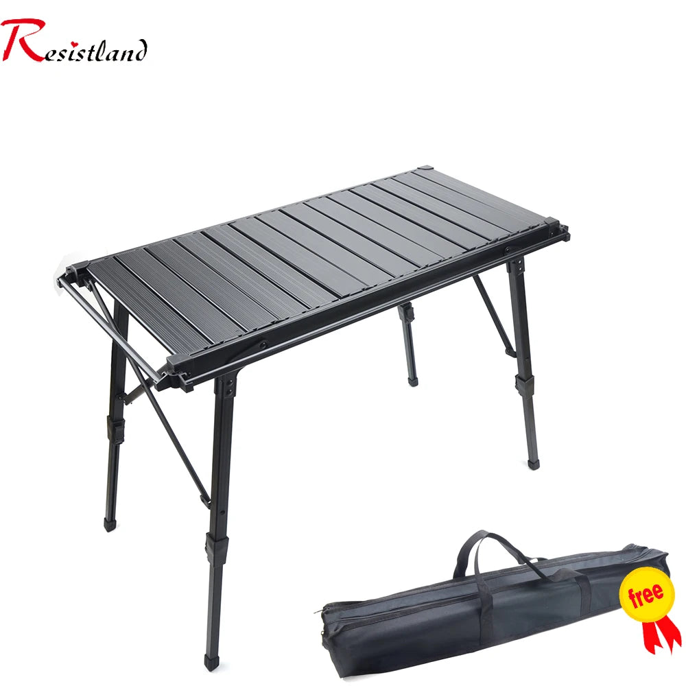 Portable Folding IGT Camping Table with Removable Wood Top — Lightweight Aluminum Camp BBQ & Gas Stove Stand for Picnic & Fishing