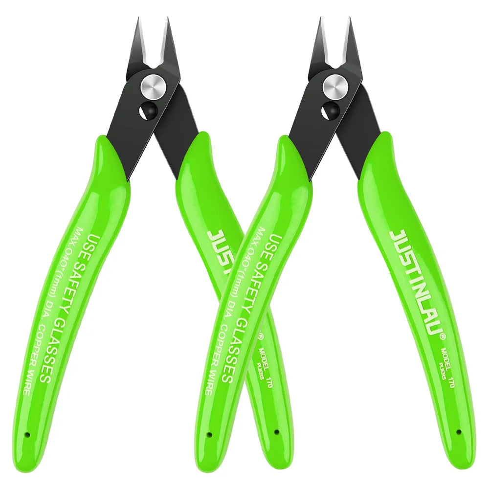 2-Pack Mini Flush Cutting Pliers – Precision Diagonal Wire Cutters for Electrical & Metal Work, Left-Handed