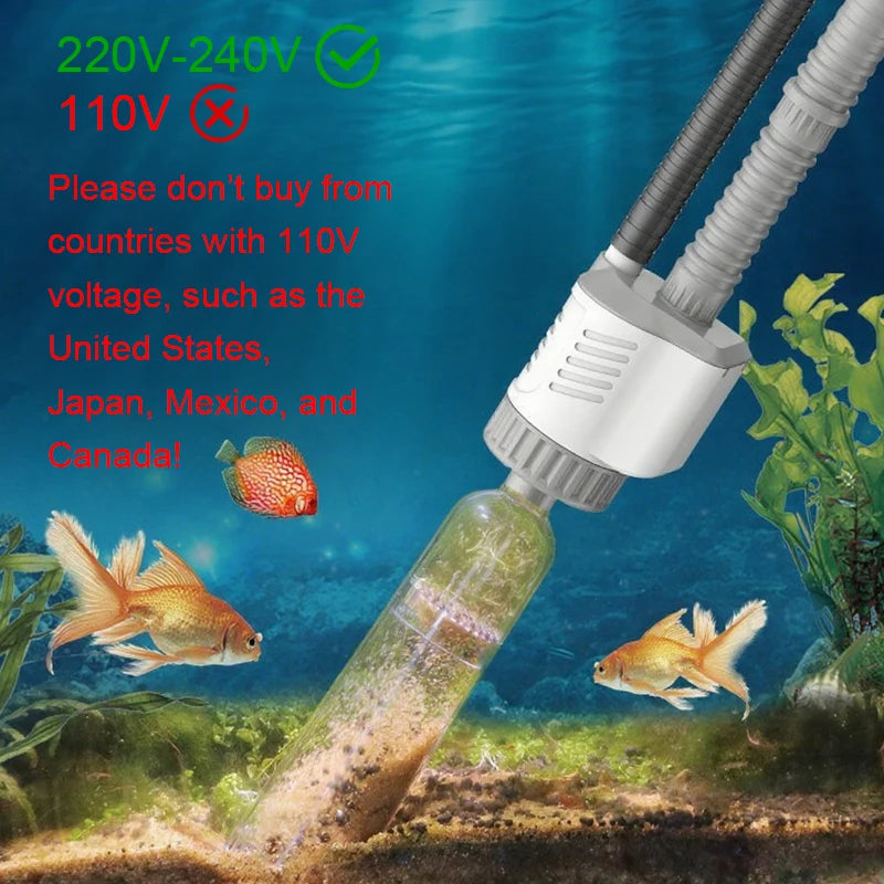 Aquarium Water Change Pump 30W Electric Fish Tank Gravel Cleaner Siphon Filter 220–240V