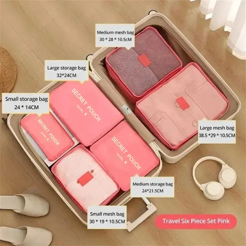 6-Piece Travel Packing Cubes Set – Waterproof Oxford Organizer for Women's Clothes & Underwear (Hand Washable)