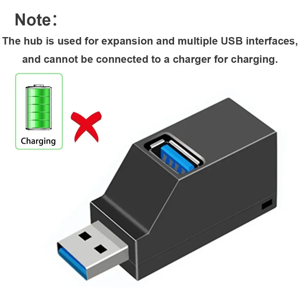 Mini 3-Port USB 3.0 Hub Adapter – High-Speed USB 3.0/2.0 Splitter for PC & Laptop, Plug-and-Play
