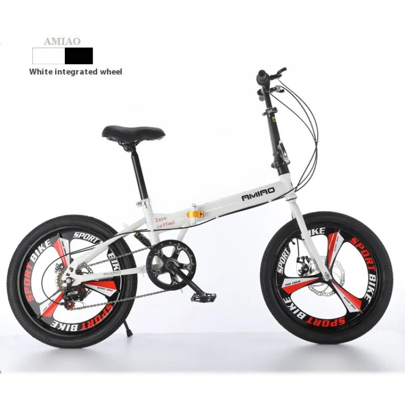 Adult 20-Inch (500mm) Foldable Bike – Portable Folding Bicycle with Front & Rear Disc Brakes, Multi-Speed Commuter Bike