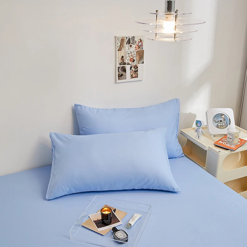 3-Piece Queen Size Polyester Bedding Set - Fitted Sheet, Pillowcases & Elastic Mattress Cover