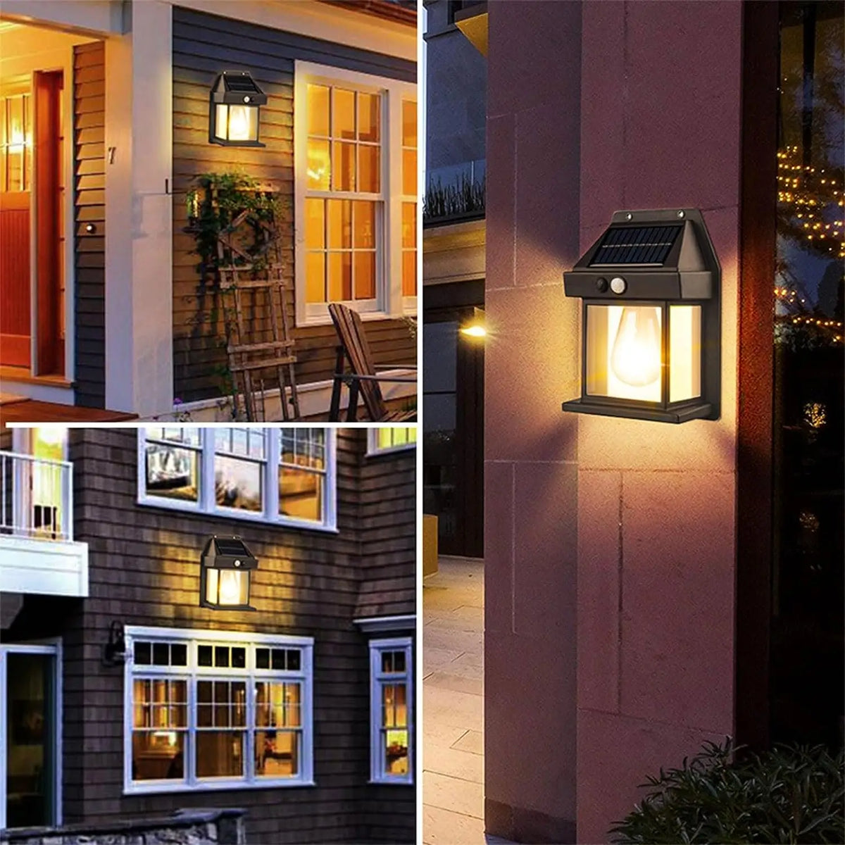 Solar LED Motion Sensor Wall Light - IP65 Waterproof Warm White Outdoor Security Light for Patio Deck Porch Garage