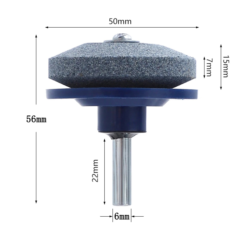 Diamond Grinding Stone Set for Electric Drill & Mower Blades – 6mm (0.24 in) & 6.35mm (0.25 in) Handles, Single & Double Layer Sharpeners