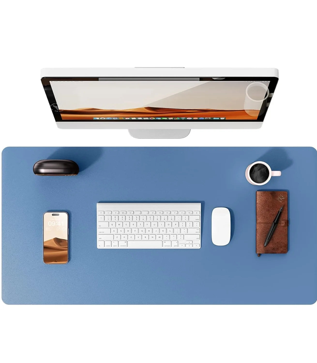 Large PU Leather Desk Pad - Non-Slip Waterproof Office Mouse Pad & Laptop Desk Mat
