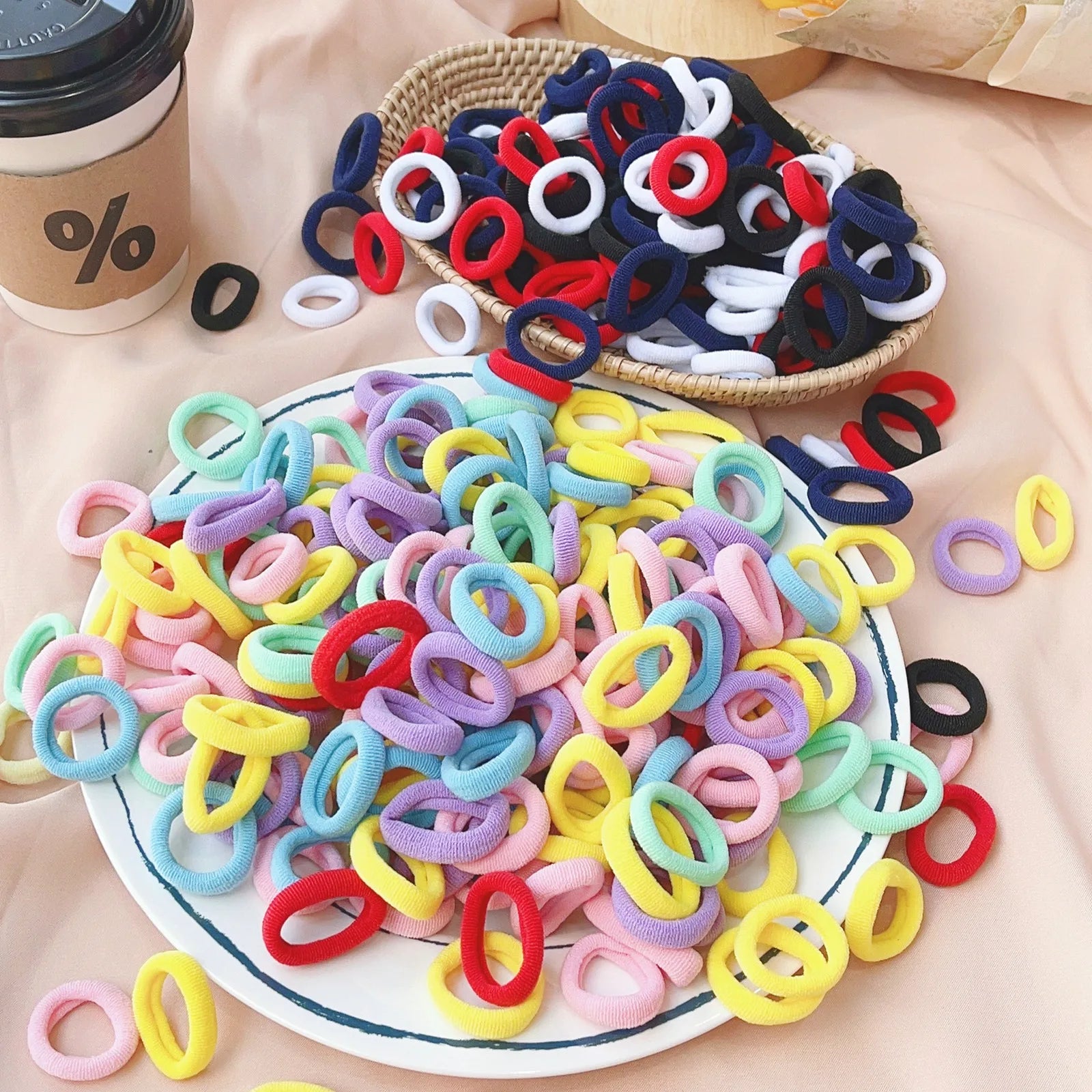 20/50-Pack Kids Elastic Hair Bands, Colorful Girls Scrunchies & Baby Hair Ties