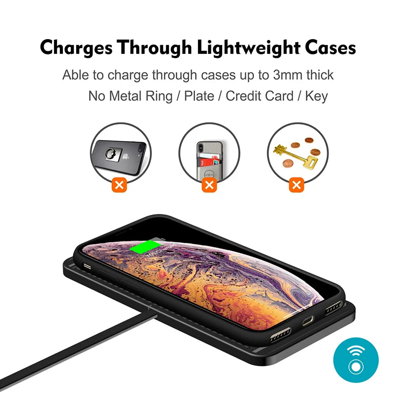 30W Qi Wireless Car Charger Pad – Silicone Non-Slip Fast Charging Mat for Qi-Compatible Phones