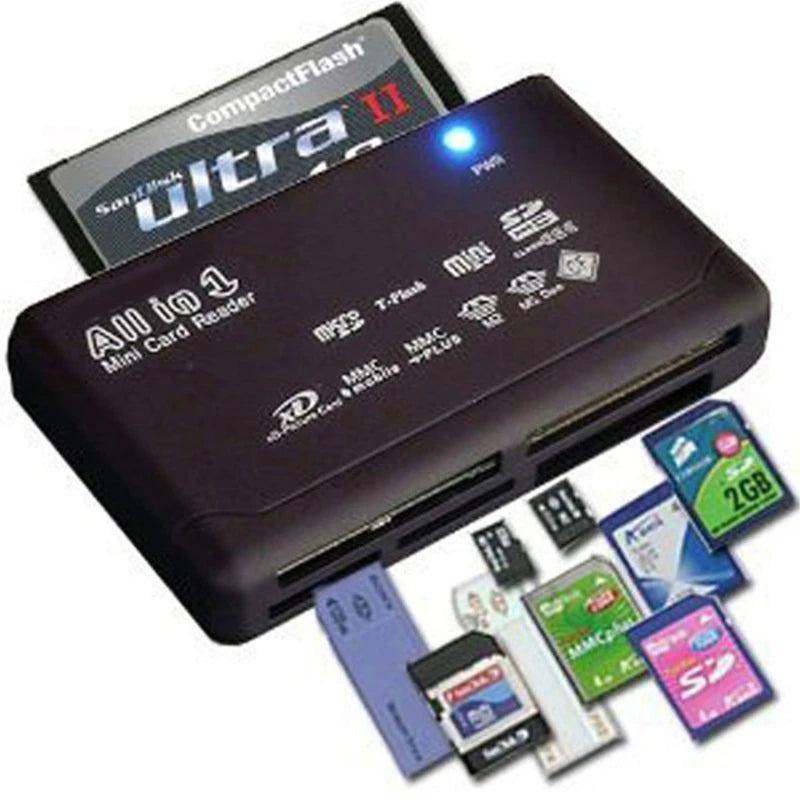 21-in-1 USB 2.0 Multi Memory Card Reader for SD TF CF M2 XD MMC MS - 1/2/5/10 Pack