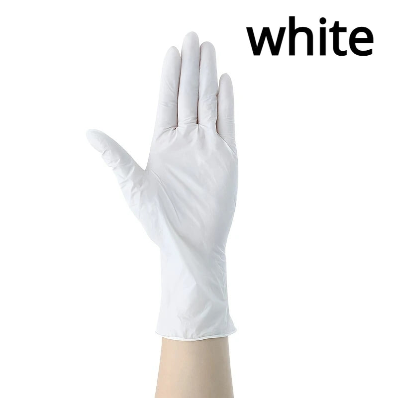 White Nitrile Gloves — 20/50/100 pc Waterproof, Oil-Resistant Gloves for Cleaning, Kitchen, Gardening, Hair Dyeing & Tattoo | Sizes S-XL