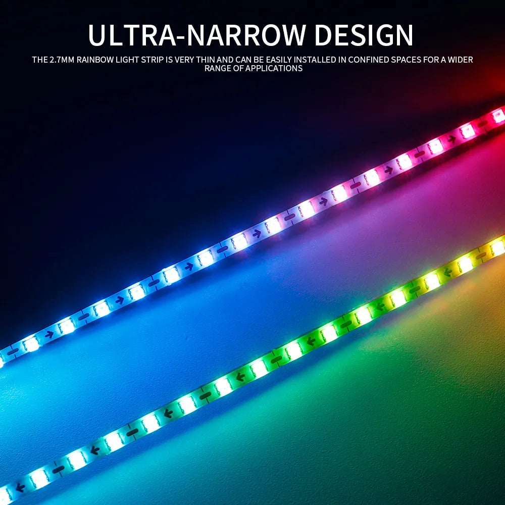 2.7mm Ultra Narrow Addressable RGBIC LED Strip 160 LEDs/m DreamColor DC 5V/12V